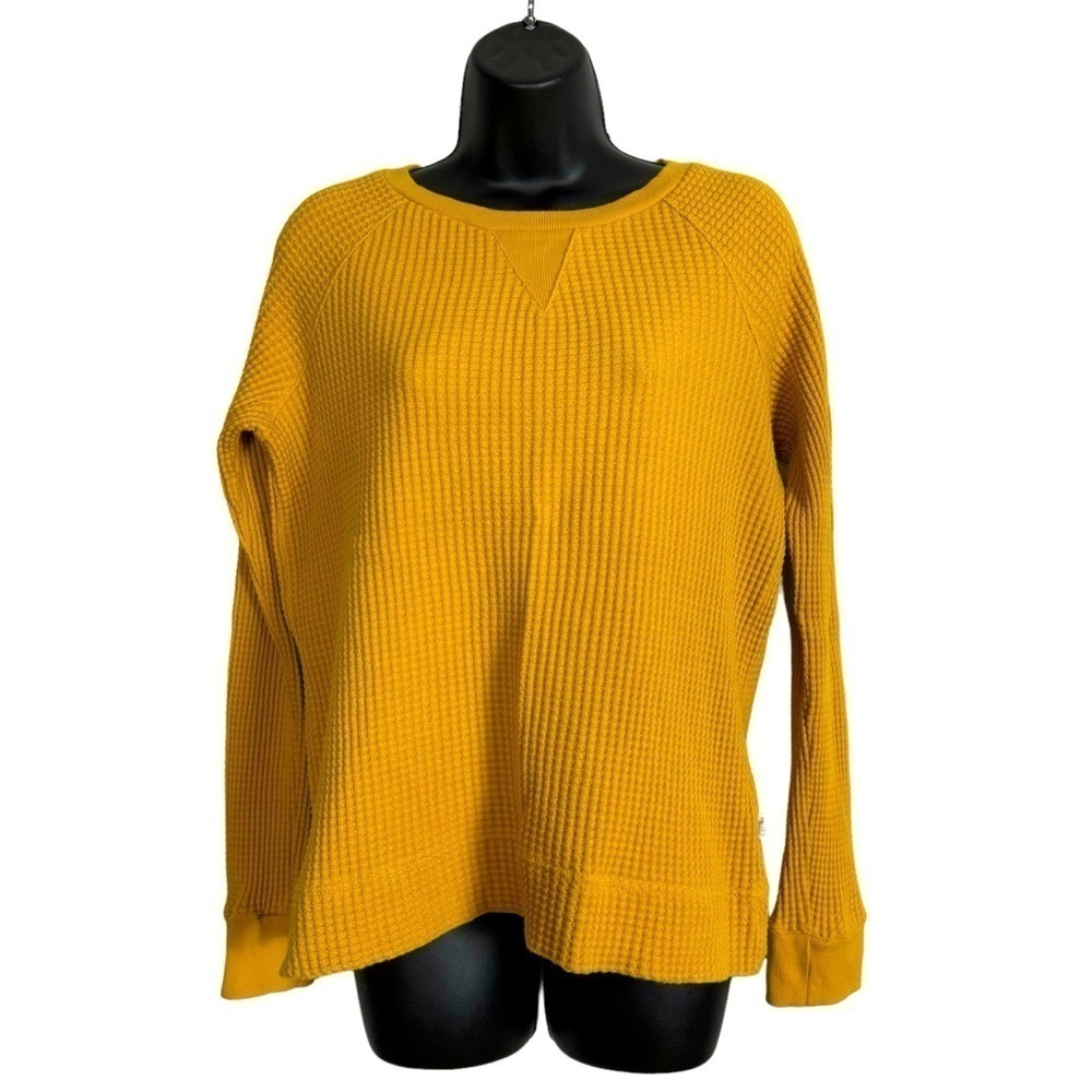 EUC The North Face Chabot crew neck waffle shirt, mustard yellow, size Medium